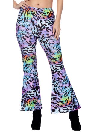 Flared dames broek panter paars