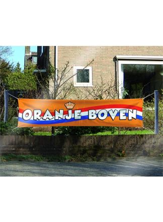 Banner oranje boven 180x40cm.