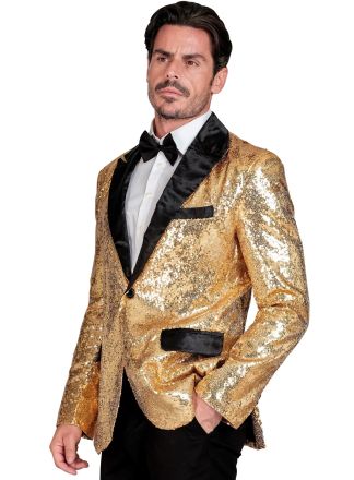 Fashion heren colbert goud met zwart satijn