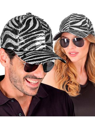 Animal Zebra Silver pailletten cap
