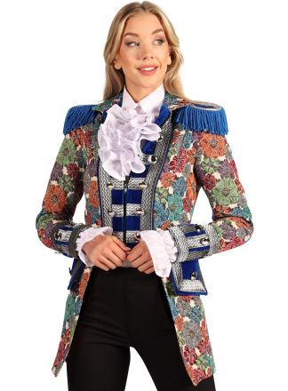 Carnavalsjas dame "Rustic Flower" blauw