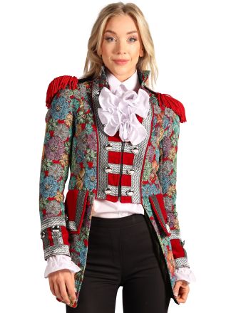 Carnavalsjas dame "Rustic Flower" rood