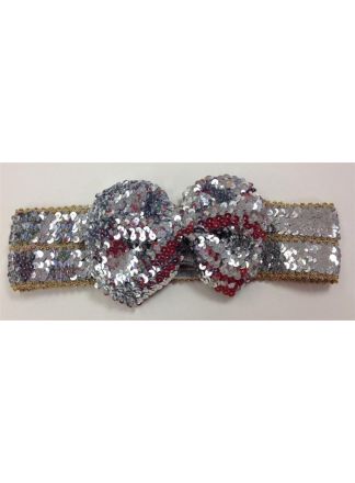 Pailletten riem met strik zilver