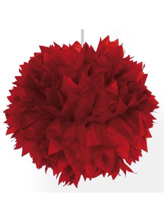 Pompon papier decoratie rood 30cm.