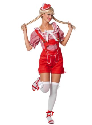 Dames Tirolerhose rood 1dlg.