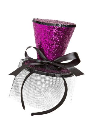 Mini hoge hoed pink glitter