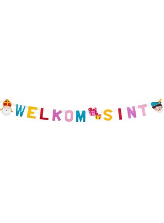 Kartonnen letterslinger Welkom Sint 150cm.