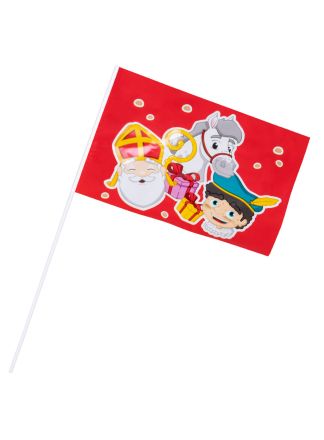 Plastic vlaggentje Sinterklaas (17x25cm./40cm.stok)