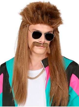 Redneck heren pruik met snor