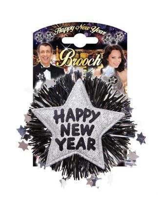 Broche happy new year zilver