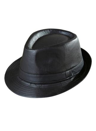 Leatherlook gangster hoed zwart