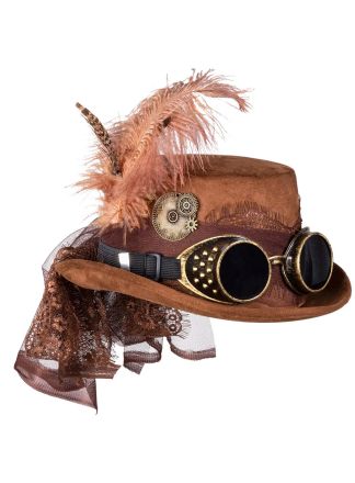 Bruine Specspunk hoge hoed de luxe