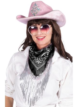 Bandan met strass franjes zwart