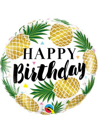 Happy Birthday Ananas Folieballon 45cm. (excl helium)