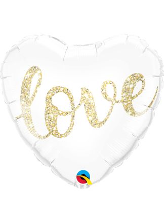 Witte Hartvormige Love Folieballon 45cm. (excl Helium)
