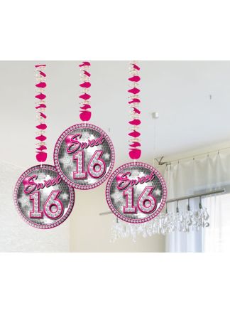 Sweet 16 hangdekoratie 3stuks