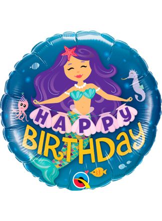 Folieballon Zeemeermin Birthday 45cm (excl helium)