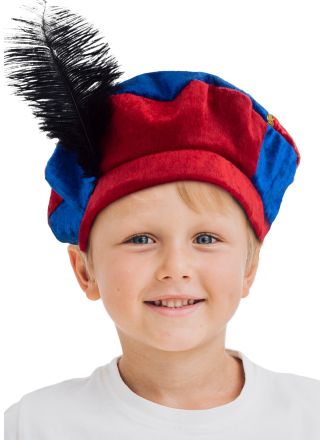 Deluxe Pieten muts rood-blauw (klein model)