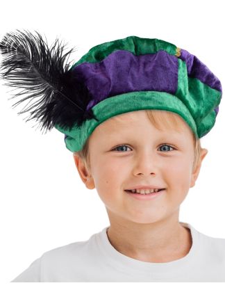 Deluxe Pieten muts groen-paars (klein model)