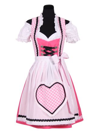 Dirndl jurk 2dlg. rose-wit OP=OP