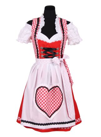 Dirndl jurk 2dlg. rood-wit OP=OP