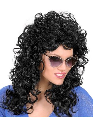 Zwarte krullenpruik "Attractive"