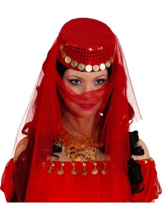 Harem hoedje Suleika rood