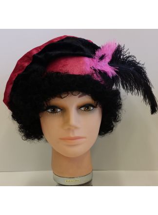 Piet muts met 2 veren pink