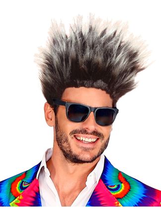 Freak out pruik (grijs-zwart)