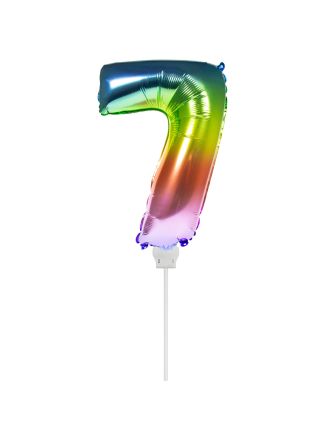 Folieballon Regenboog Cijfer 7 36cm.