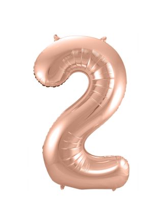 Folieballon cijfer 2 Rose goud 86cm. (excl helium)