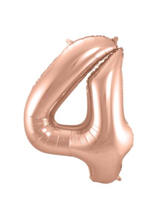 Folieballon cijfer 4 Rose goud 86cm. (excl helium)