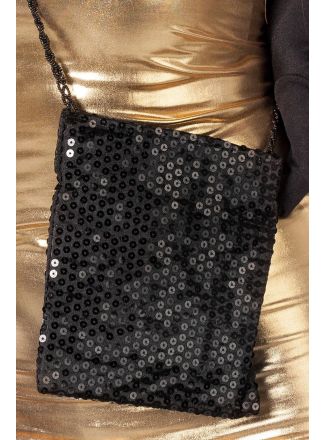 Pailletten tasje zwart 17x18cm.