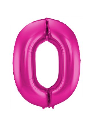 Folieballon cijfer 0 magenta  86cm (excl Helium)
