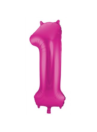 Folieballon cijfer 1 magenta  86cm (excl Helium)