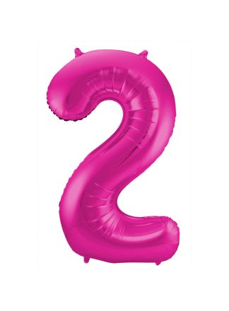 Folieballon cijfer 2 magenta  86cm (excl Helium)