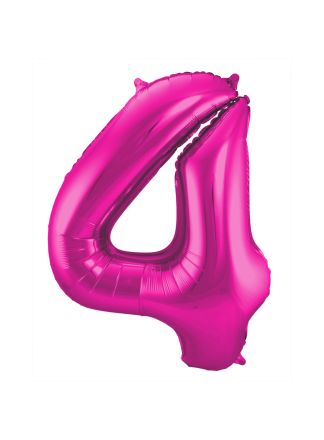 Folieballon cijfer 4 magenta  86cm (excl Helium)