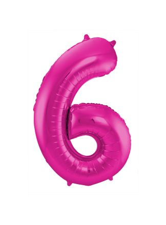 Folieballon cijfer 6 magenta  86cm (excl Helium)