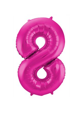 Folieballon cijfer 8 magenta  86cm (excl Helium)