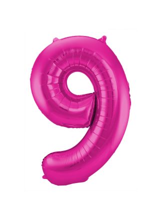 Folieballon cijfer 9 magenta  86cm (excl Helium)