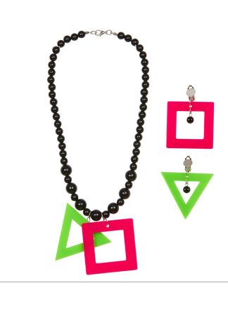 Jaren 80 set ketting+oorbellen