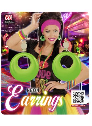 Jaren 80 oorbellen neon groen