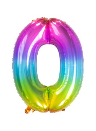 Folieballon Gummy Rainbow 86cm. cijfer  0