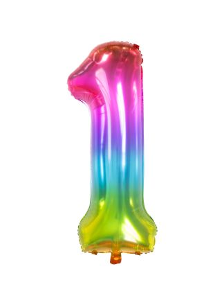 Folieballon Gummy Rainbow 86cm. cijfer  1