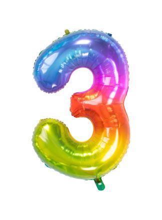 Folieballon Gummy Rainbow 86cm. cijfer  3