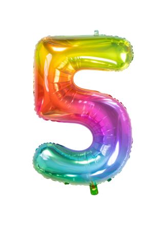 Folieballon Gummy Rainbow 86cm. cijfer  5