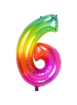 Folieballon Gummy Rainbow 86cm. cijfer  6