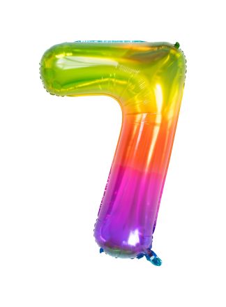 Folieballon Gummy Rainbow 86cm. cijfer  7
