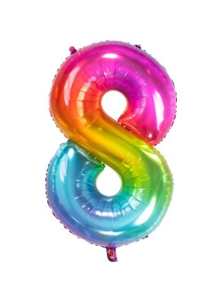 Folieballon Gummy Rainbow 86cm. cijfer  8