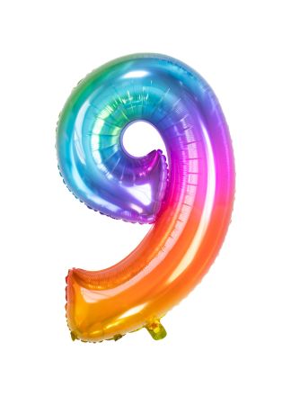 Folieballon Gummy Rainbow 86cm.  cijfer 9
